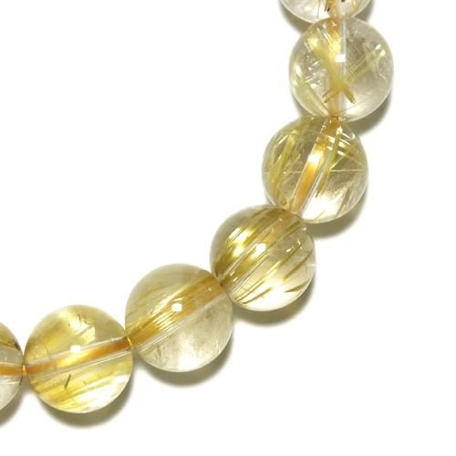 金針 ブレスレット ルチルクォーツ 10mm 17.5cm ゴールドルチル