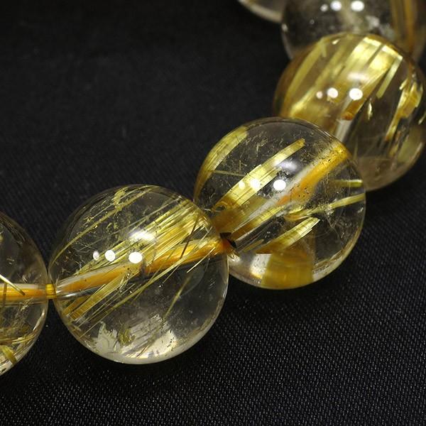 金針 ブレスレット ルチルクォーツ 14mm 19cm 天然石 パワーストーン