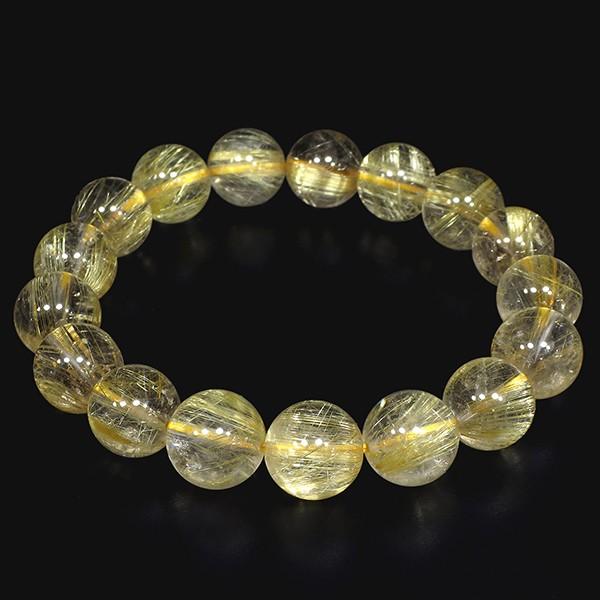 金針ルチルクォーツ ブレスレット ルチルクォーツ 12mm 18cm 天然石