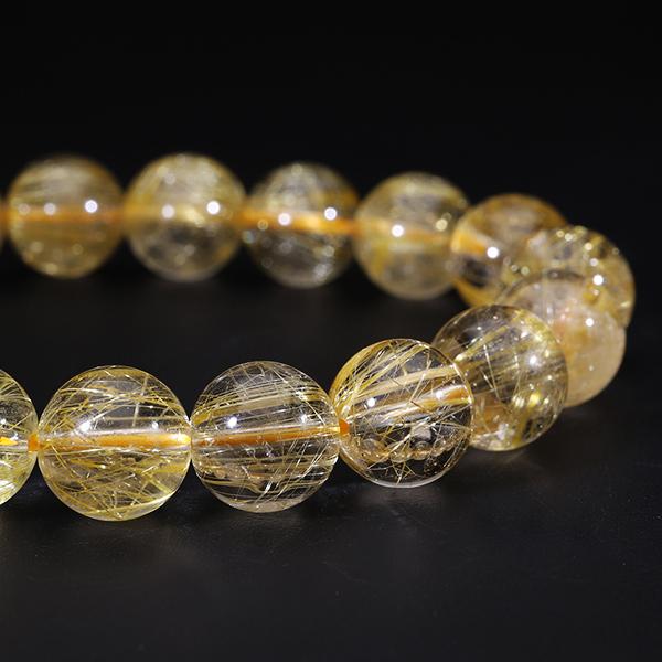 ゴールドルチルクォーツ ブレスレット 10mm 17.5cm メンズM レディース