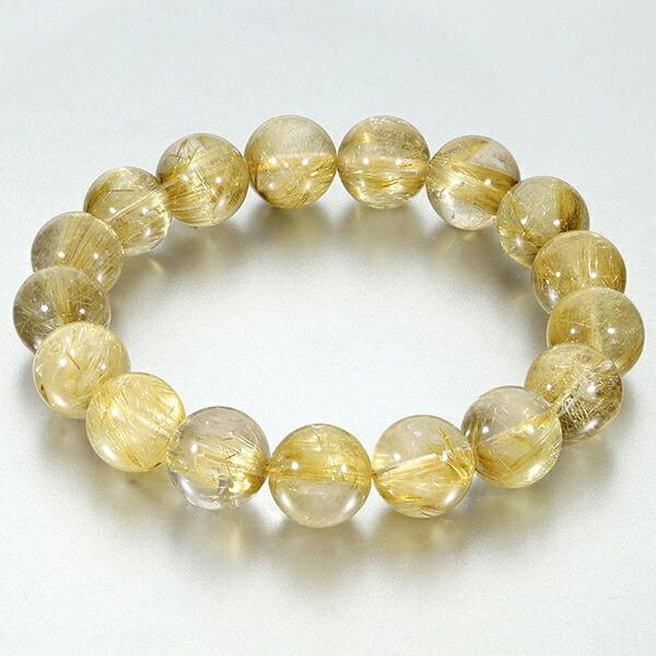 ゴールドルチルクォーツ ブレスレット 12.5mm 19cm メンズL レディース