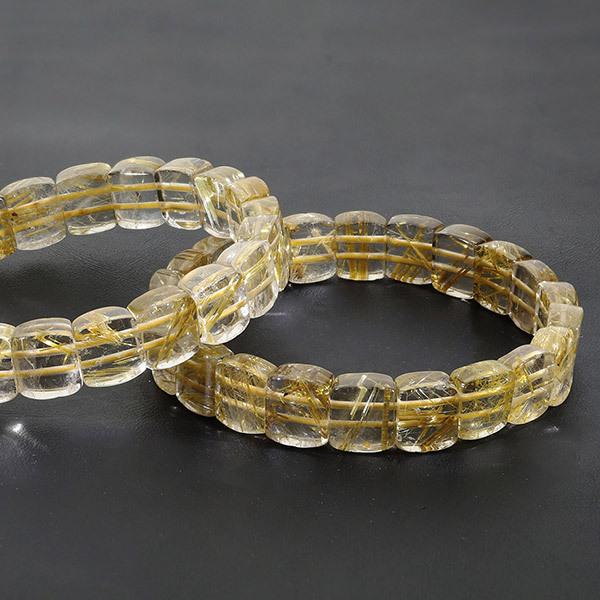ゴールドルチルクォーツ バングル ブレスレット 幅1cm 17.5cm〜18.5cm