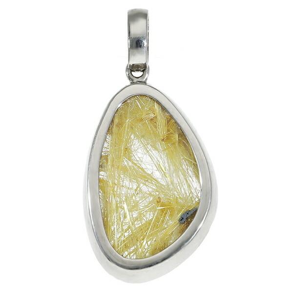 ゴールドルチルクォーツ カット シルバー ペンダントトップ