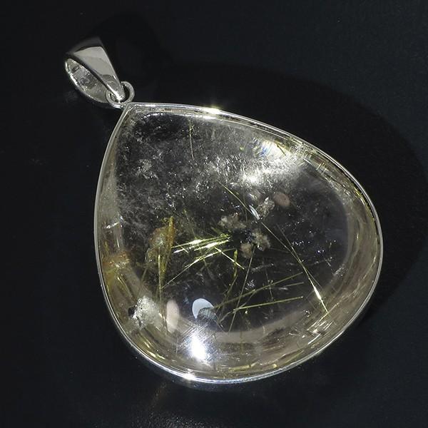 金針ルチルクォーツ ペンダントトップ シルバー 雫 天然石 金針