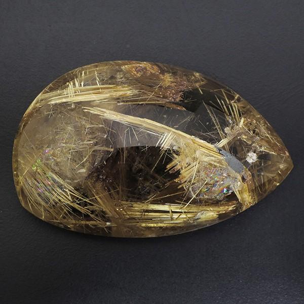 金針ルチルクォーツ 磨き原石 虹入り 高品質 46g 天然石