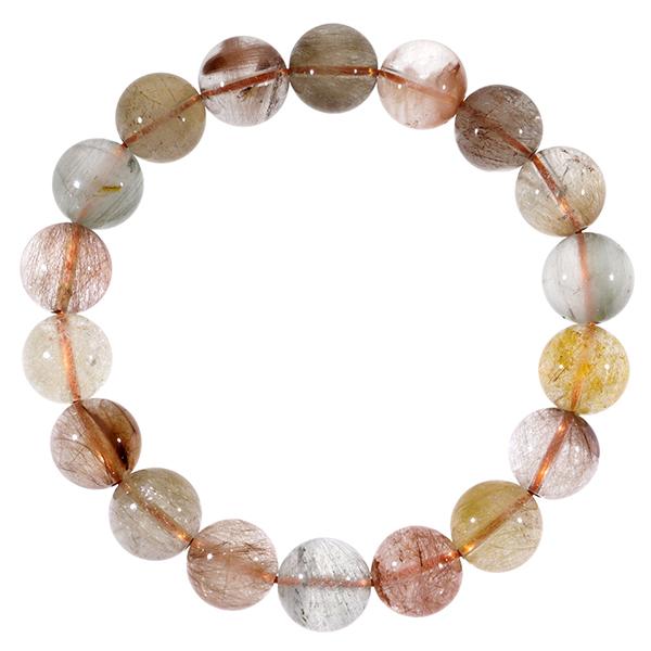 ミックスルチルクォーツ ブレスレット 11.5mm 18.5cm 天然石