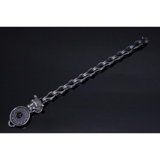 龍頭 虎×霰ラウンド×岩石 ブレスレット ガーネット メンズ シルバー シルバーブレスレット メンズブレスレット シルバー950 男性 彼氏 伝統技法 爆買の画像