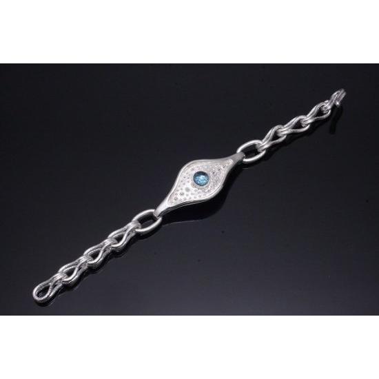 龍頭 花弁霰岩石チェーン ブレスレット ブルートパーズ メンズ シルバー シルバーブレスレット メンズブレスレット シルバー950 男性 彼氏 伝統技法 爆買の画像