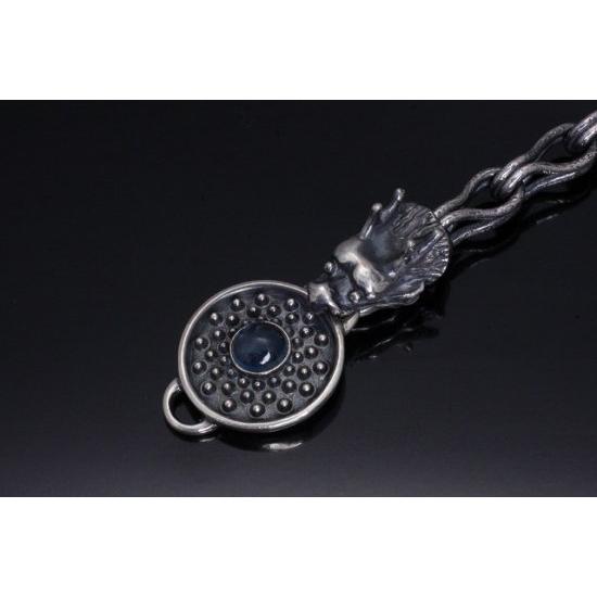龍頭 龍頭×霰ラウンド×岩石 ブレスレット ブルートパーズ メンズ シルバー シルバーブレスレット メンズブレスレット シルバー950 男性 彼氏 爆買の画像