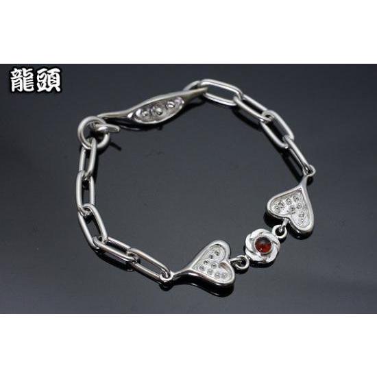 龍頭 小花×ハート ブレスレット 天然石 レディース シルバー シルバーブレスレット レディースブレスレット シルバー950 女性 彼女 伝統技法 ギフト 爆買_1