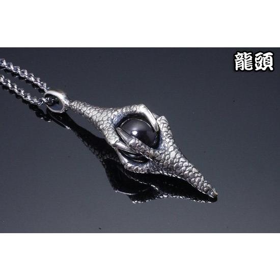 龍頭 二連 ガーネット 龍手 ネックレス チェーン付き ペンダント 