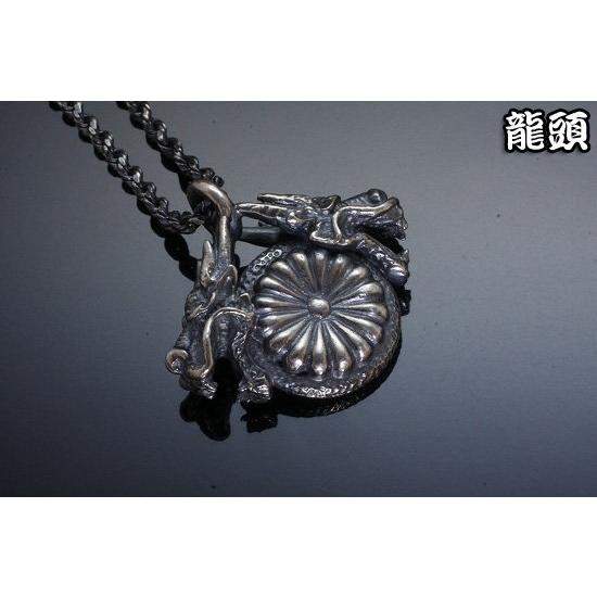 龍頭 双龍頭×菊 ネックレス チェーン付き ペンダント メンズ シルバー シルバーネックレス メンズネックレス 竜 ドラゴン 花 シルバー950 男性 彼氏 爆買_3
