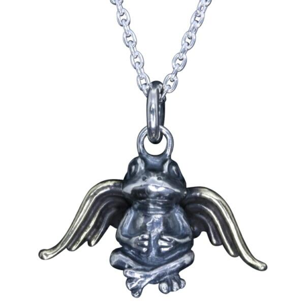 龍頭 天使 蛙 ネックレス チェーン付き ペンダント メンズ シルバー シルバーネックレス メンズネックレス カエル 天使 エンジェル シルバー950 男性 | 