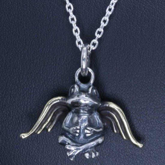 龍頭 天使 蛙 ネックレス チェーン付き ペンダント メンズ シルバー シルバーネックレス メンズネックレス カエル 天使 エンジェル シルバー950 男性 |  | 01