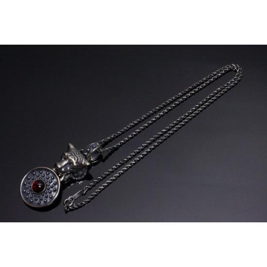 龍頭 虎×霰 ラウンド ネックレス チェーン付き ペンダント メンズ シルバー シルバーネックレス メンズネックレス 寅 トラ タイガー 天然石 爆買の画像