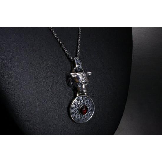 龍頭 虎×霰 ラウンド ネックレス チェーン付き ペンダント メンズ シルバー シルバーネックレス メンズネックレス 寅 トラ タイガー 天然石 爆買の画像