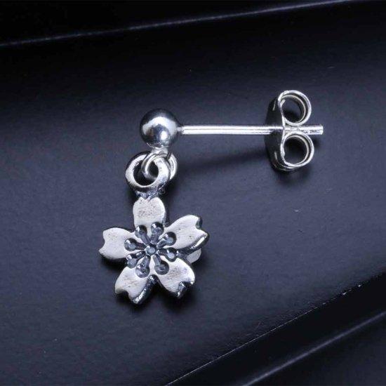龍頭 桜 ピアス ピン 1P 片耳用 メンズ シルバー シルバーピアス