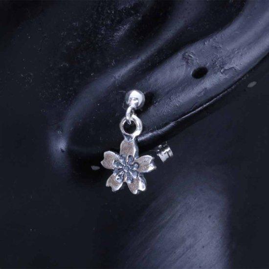 龍頭 桜 ピアス ピン 1P 片耳用 メンズ シルバー シルバーピアス