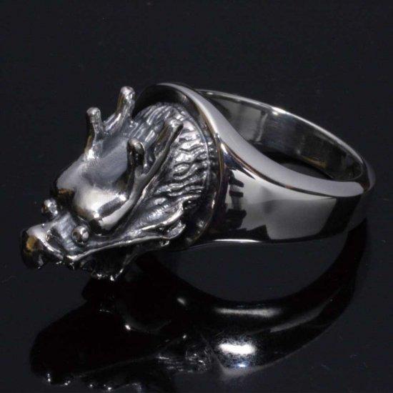 龍頭 龍 リング 14〜28号 指輪 竜 ドラゴン メンズ シルバー シルバー