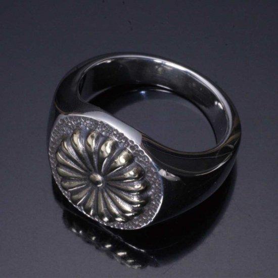 龍頭 菊 印台 リング 丸型 14〜28号 指輪 花 メンズ シルバー 真鍮 シルバーリング メンズリング シルバー950 男性 彼氏 伝統技法 ギフト 人気 爆買_2
