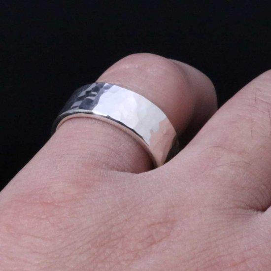 龍頭 丸鎚目 リング 幅8mm 4〜27号 指輪 メンズ シルバー シルバーリング メンズリング シルバー950 男性 彼氏 伝統技法 ギフト 人気 おしゃれ 爆買の画像