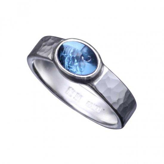 龍頭 天然石 丸鎚目 リング 幅5mm 14〜26号 指輪 ブルートパーズ