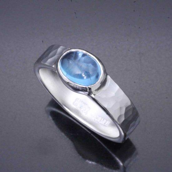 龍頭 天然石 丸鎚目 リング 幅5mm 14〜26号 指輪 ブルートパーズ