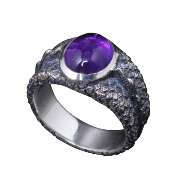 龍頭 龍鱗 リング アメシスト 15〜21号 指輪 竜 ドラゴン メンズ シルバー シルバーリング メンズリング シルバー950 男性 彼氏 伝統技法 ギフト 人気 | 