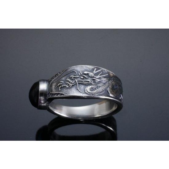 龍頭 龍 リング 21〜24号 指輪 竜 ドラゴン 天然石 ガーネット