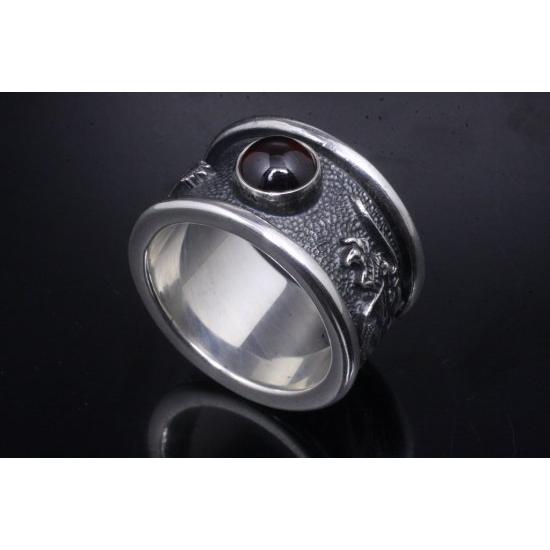 龍頭 ガーネット 龍 リング 大 23〜27号 指輪 天然石 竜 ドラゴン メンズ シルバー シルバーリング メンズリング シルバー950 男性 彼氏 伝統技法 |  | 01