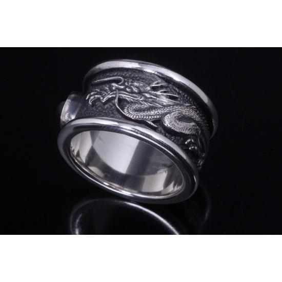 龍頭 ガーネット 龍 リング 大 23〜27号 指輪 天然石 竜 ドラゴン メンズ シルバー シルバーリング メンズリング シルバー950 男性 彼氏 伝統技法 |  | 02