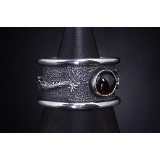 龍頭 ガーネット 龍 リング 大 23〜27号 指輪 天然石 竜 ドラゴン メンズ シルバー シルバーリング メンズリング シルバー950 男性 彼氏 伝統技法 |  | 04