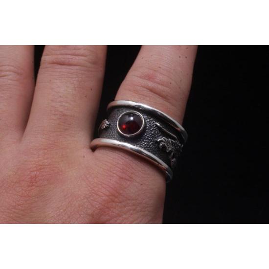龍頭 ガーネット 龍 リング 大 23〜27号 指輪 天然石 竜 ドラゴン メンズ シルバー シルバーリング メンズリング シルバー950 男性 彼氏 伝統技法 |  | 06