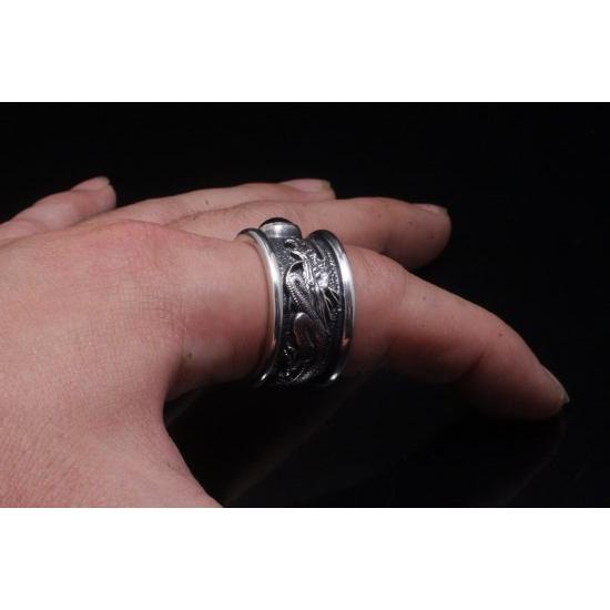 龍頭 ガーネット 龍 リング 大 23〜27号 指輪 天然石 竜 ドラゴン メンズ シルバー シルバーリング メンズリング シルバー950 男性 彼氏 伝統技法 |  | 07