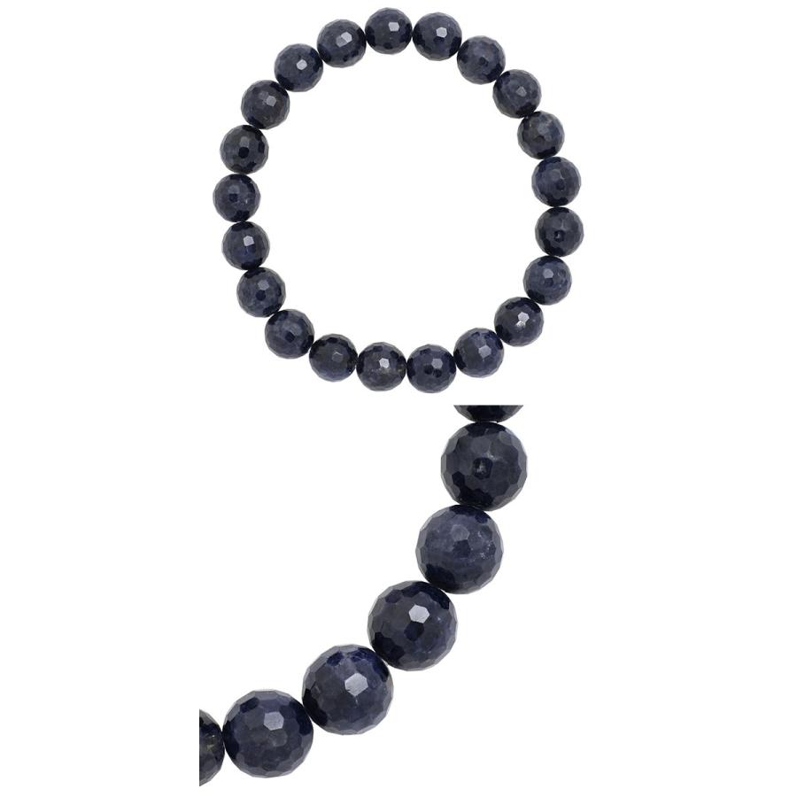 サファイア ブレスレット 128面カット 8.5mm 17-18.5cm 天然石