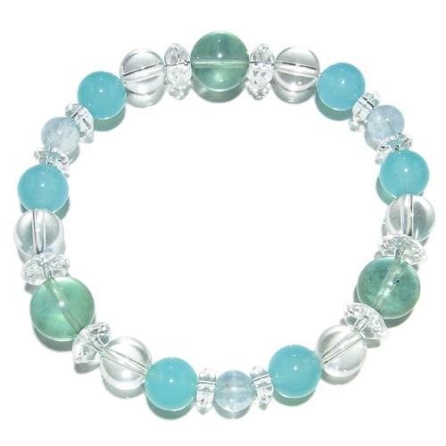 シーブルーカルセドニー ブレスレット アクアマリン フローライト 8mm