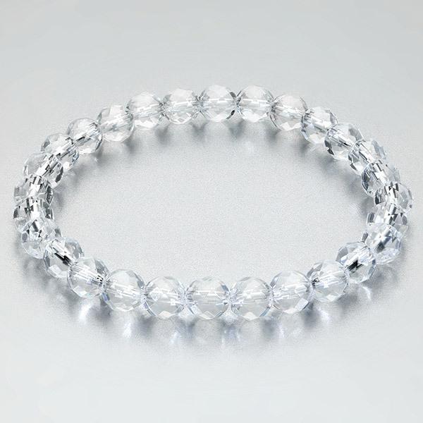 ★限定NEW★万能の石♡【クリスタルクォーツ『水晶』6面カットペンデュラム】❤ 水晶 ブレスレット カット 6mm 16.5〜17.5cm S〜L サイズ 天然