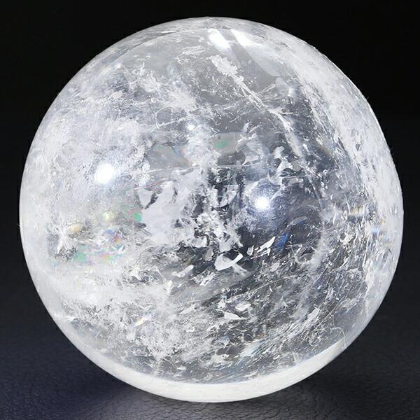 天然 虹入り水晶 丸玉 約51mm 穴なし 天然石 パワーストーン 置き玉