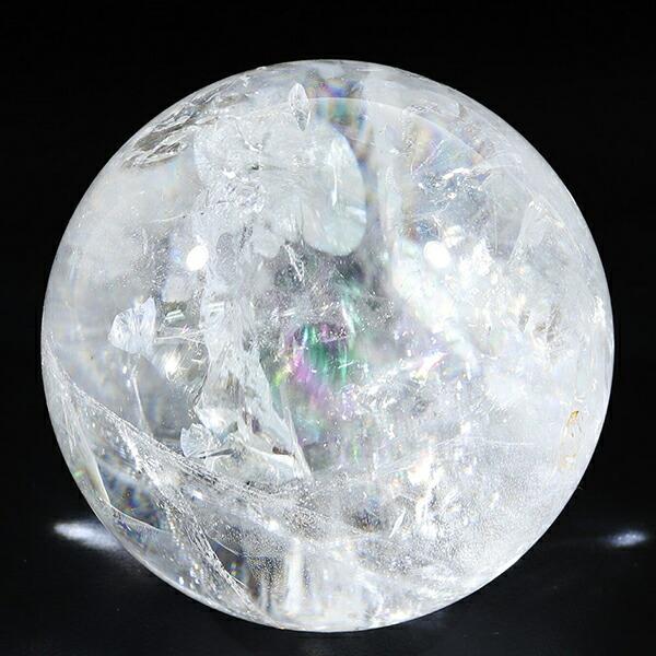 虹入り 水晶 丸玉 約46mm 穴なし 天然石 パワーストーン スフィア 水晶