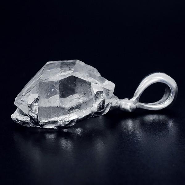 天然水晶 ペンダントトップ ハーキマーダイヤモンド 大粒 シルバー