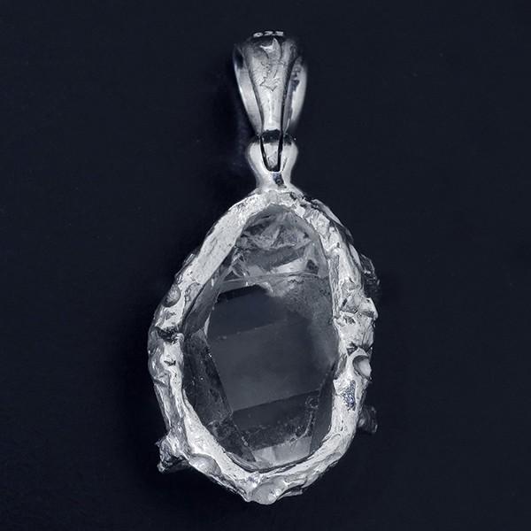 天然水晶 ペンダントトップ ハーキマーダイヤモンド 大粒 シルバー