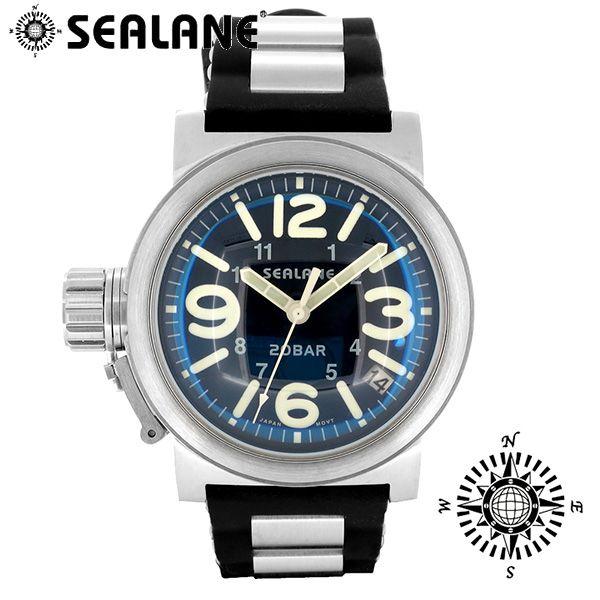 腕時計 メンズ ブランド シーレーン SE51 ブルー ラバーベルト メンズ腕時計｜ginnokura