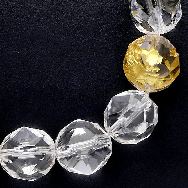 四神 手彫り スターカット 水晶 ブレスレット12mm 18cm メンズM