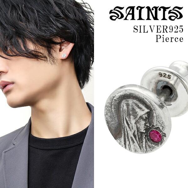 SAINTS（セインツ） ピアス メンズ 聖母マリア コイン ルビー ブランド