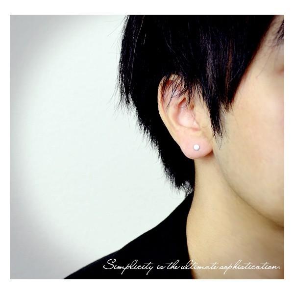 メンズピアス 片耳 シルバー シンプル ラウンド 円形 スタッド 1P