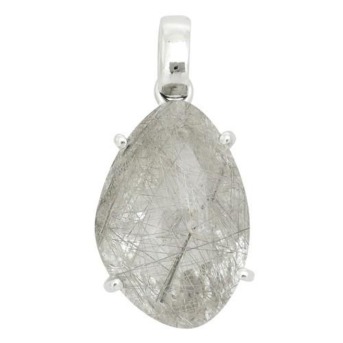 シルバールチルクォーツ シルバーペンダントトップ カット 天然石