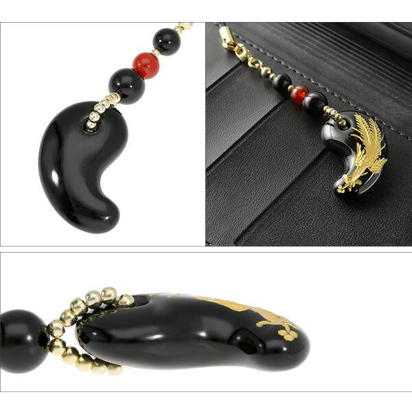 オニキス 勾玉ストラップ 天然石 パワーストーン 開運 携帯ストラップ
