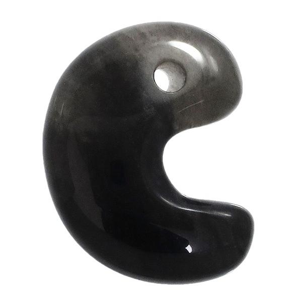 オブシディアン 勾玉 黒曜石 諏訪産 3A級 縦約2.2cm 産地証明書 付き