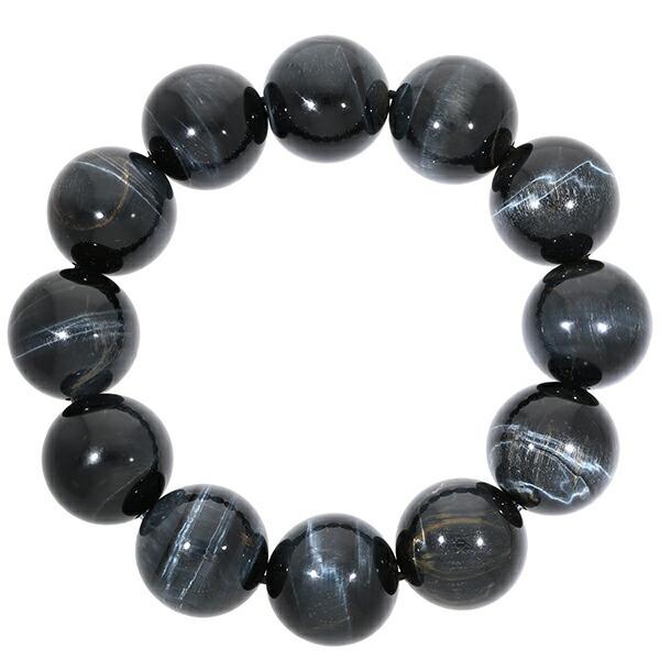 ブルータイガーアイ ブレスレット 大玉 20mm 20cm ホークスアイ 青虎目