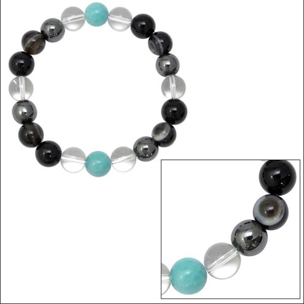 ヘマタイト ブレスレット パワーストーン メンズ アマゾナイト 天眼石